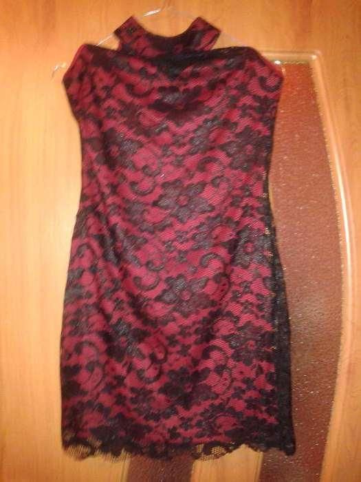 Rochie rosie cu dantela neagra-ocazie