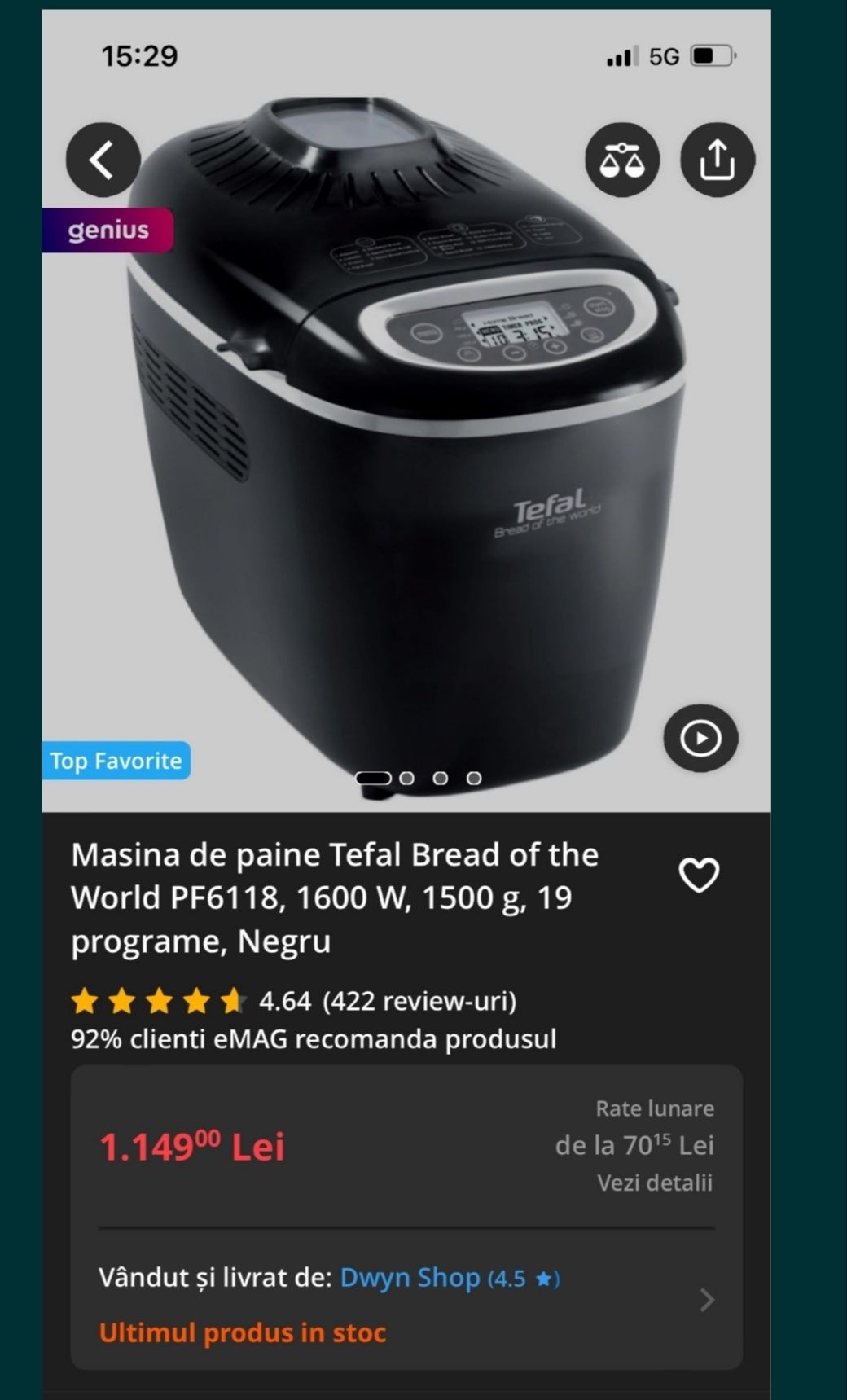 Tefal mașina de paine