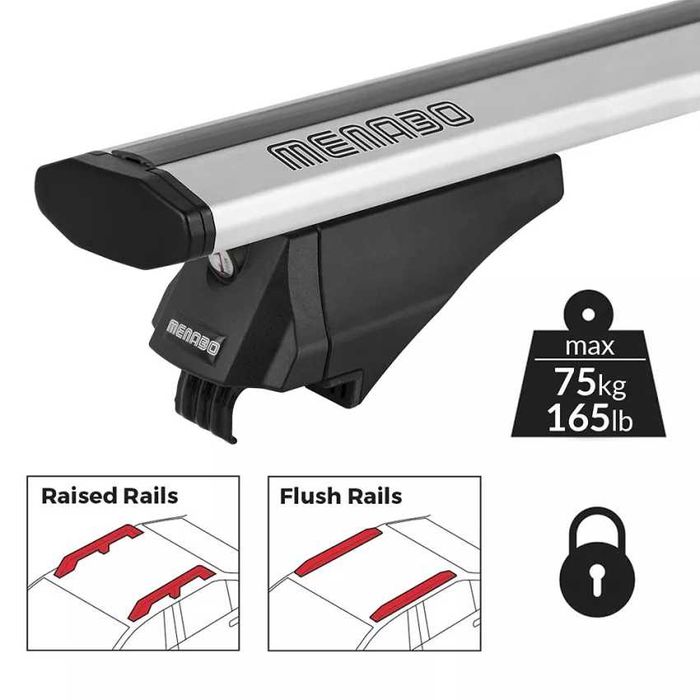 Алуминиеви греди багажник MENABO Leopard стандартен или плътен рейлинг