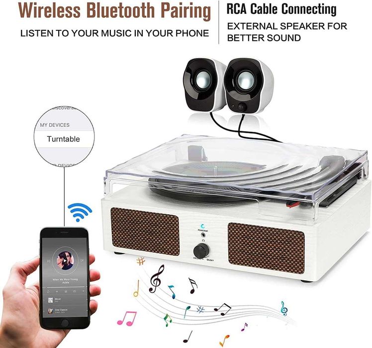 Грамофон Udreamer, грамофон с вградени високоговорители и Bluetooth