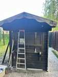 Casa din lemn, bar de gradina, stand de vanzare cu tejghea