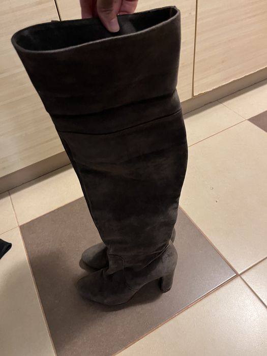 Ботуши от естествен велур тъмно сини и кафяви, номер 39