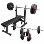 Pachet Complet Fitness Bancă de Piept+ Bare+ Greutati Grip 100kg