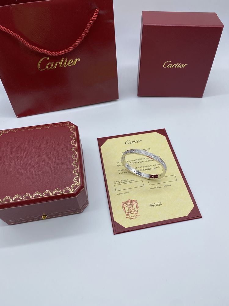 Brățară Cartier LOVE 18 White Gold 24K Full Diamond