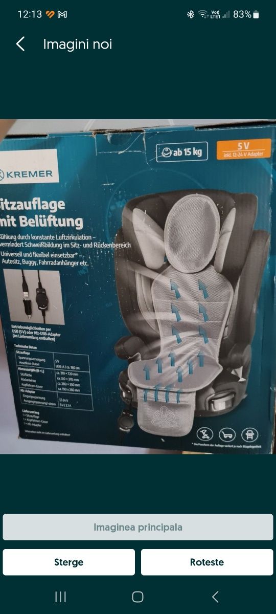Husa scaun auto copii cu ventilatie