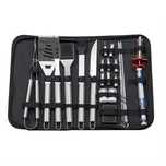Set 24 piese din inox, pentru gratar plus borseta depozitare