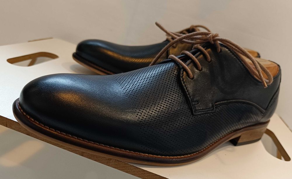 Pantofi derby 40 40.5 premium MInelli NOI piele naturala moale