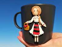 Cadou deosebit cana handmade cu tarancuta costum popular
