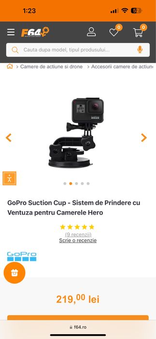 GoPro Suction Cup - Sistem de Prindere cu Ventuza pentru Camerele Hero