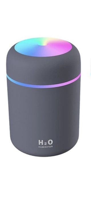 Umidificator de aer, 7.8x7.8x12 cm, 300 ml, Roz/Gri