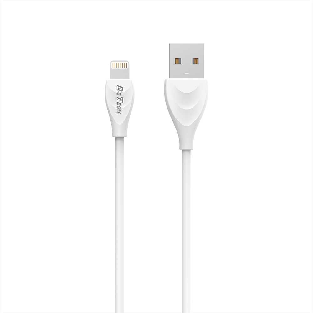 Кабел за данни и зареждане USB - Lightning (iPhone) 1.0m, Бял - DeTech