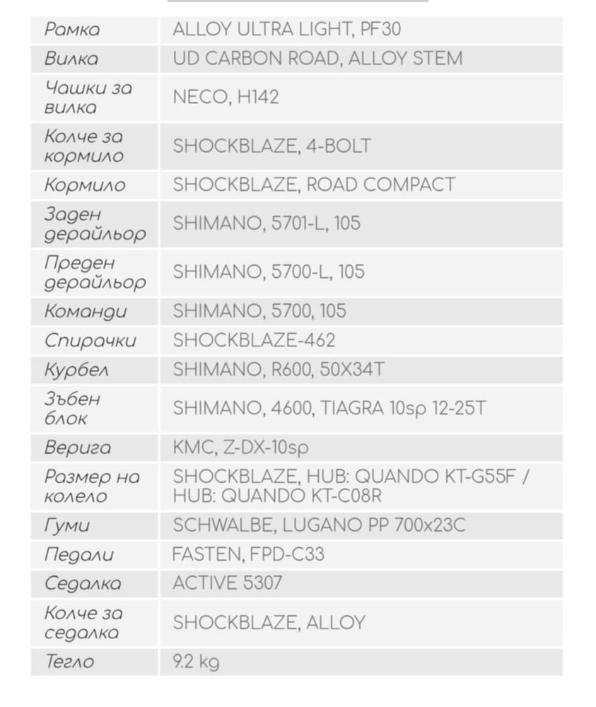 Шосеен велосипед Shockblaze S7 SL 105