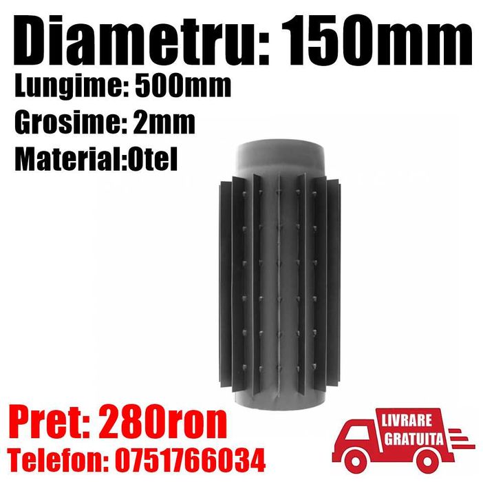 Burlan Radiator Recuperator Caldura Soba Semineu 150mm + LivratGRATUIT