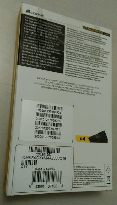 Kit memorie RAM CORSAIR Vengeance LPX 4 x 16GB DDR4 NOU SIGILAT