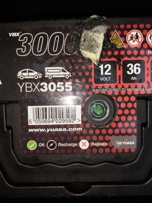 Baterie auto acumulator YUASA YBX3055 12 V 36 Ah 330 A 187x127x227 mm