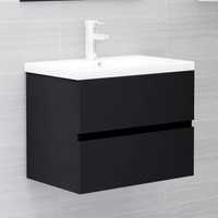 vidaXL Шкаф за баня с вградена мивка, черен, ПДЧ 3071541