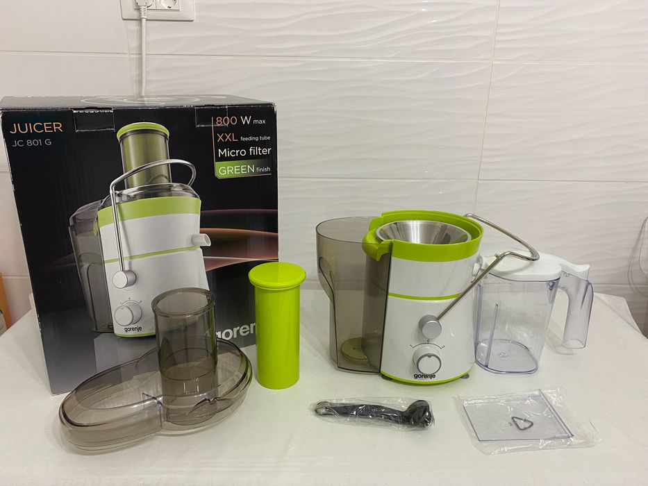 Storcator de fructe si legume Gorenje JC801G, Alb/Verde/Inox (NOU)