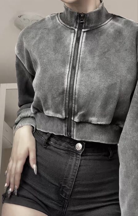 Сив суичър с цип от Кроп Cropp