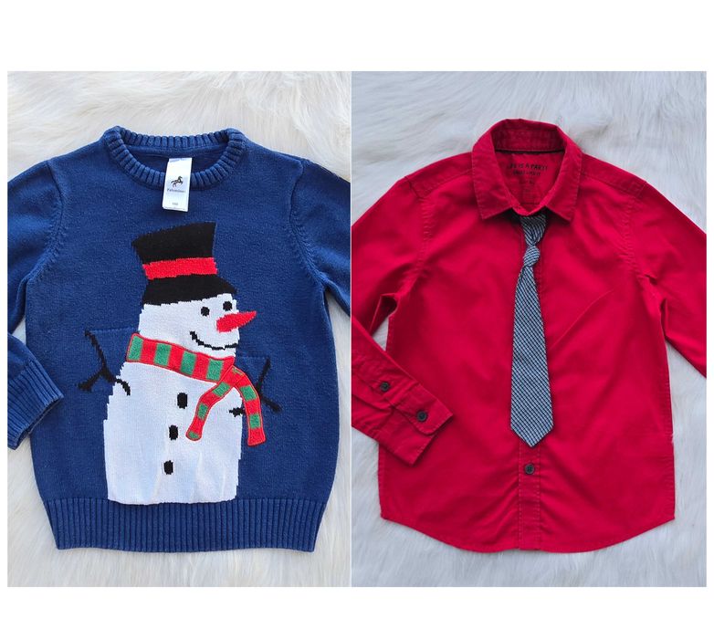 Детски Коледен пуловер и риза 4-5 години