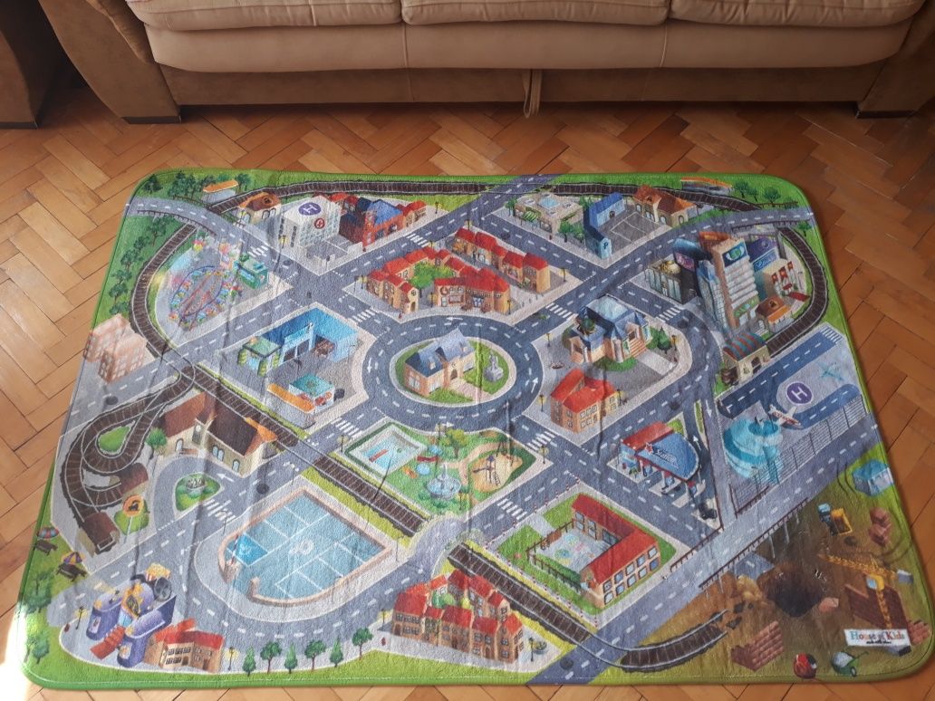 Covor pentru copii circuit oraș mașinuțe