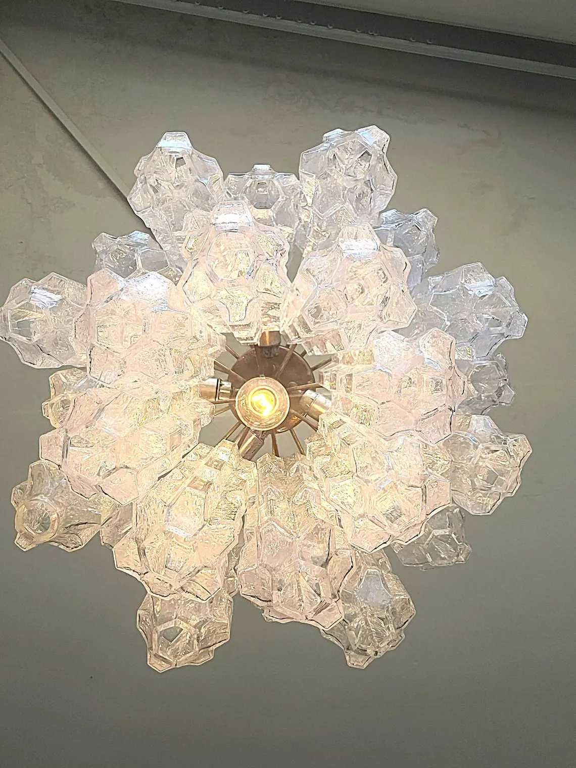 Lustra candelabru Venini, Toni Zuccheri, sticla Murano, MCM, vintage
