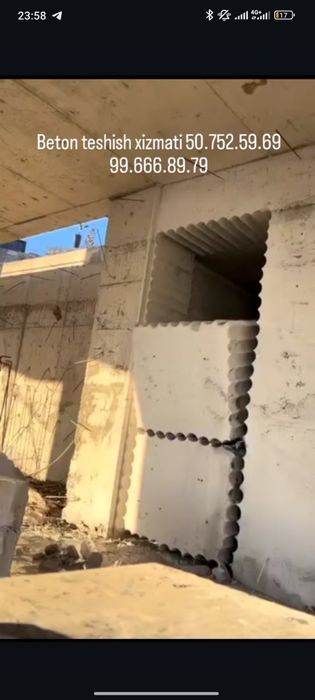 Beton kesish va buzish xizmati | Almazniy rezka | Toshkent