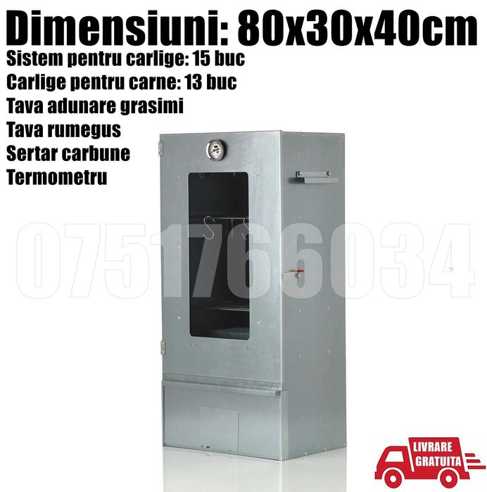Afumatoare Carnat Carne Branza Peste Alimente Clisa Geam 80x30x40cm BC