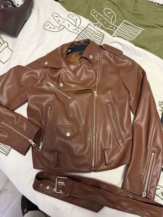 Кожено яке Зара/Zara в кафяво