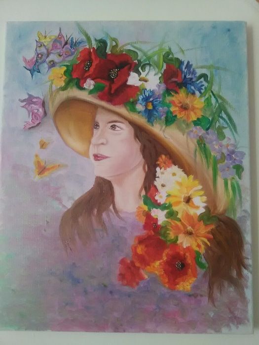 Fata cu pălărie cu flori