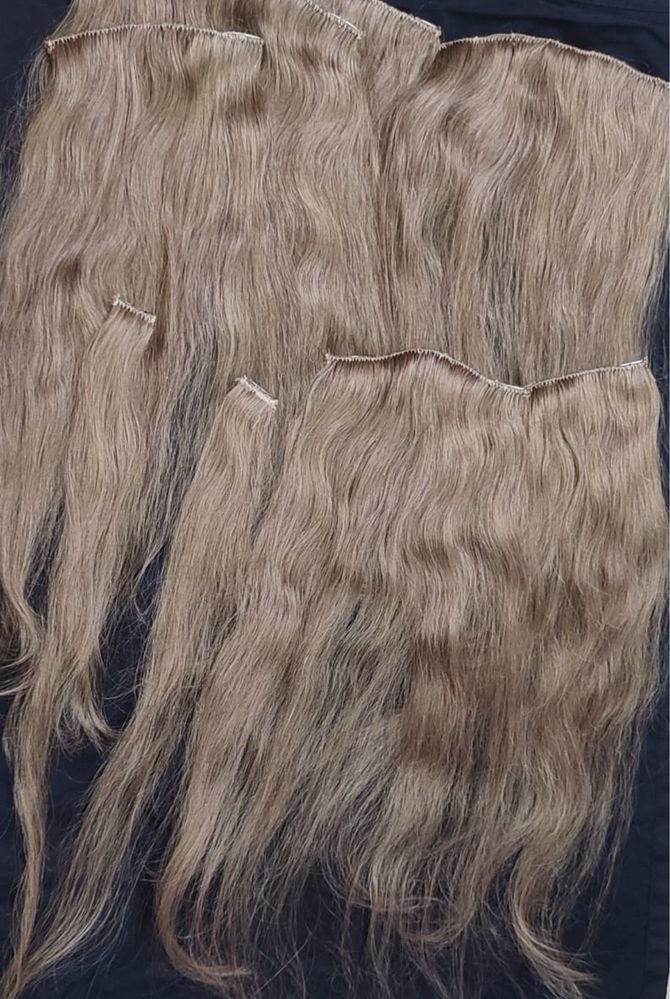 Extensii cu clip, din par natural, blond 50 cm -  BUENOBIA LUXURY