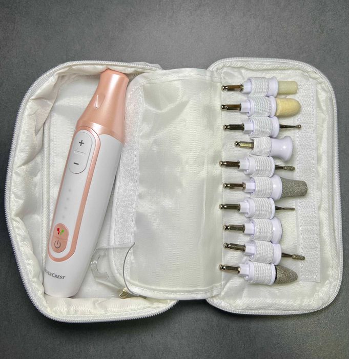 Set manichiură - pedichiură - Acumulator - 10 ataşamente - Roz gold