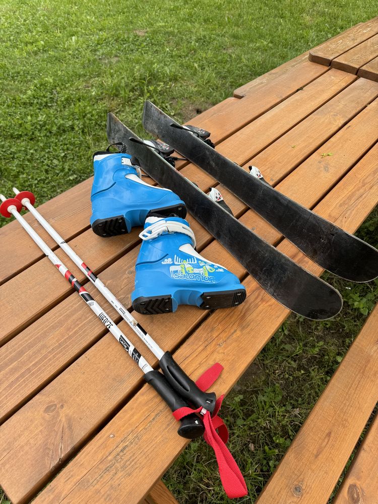 Set ski copii : schiuri echipate - clapari - bete