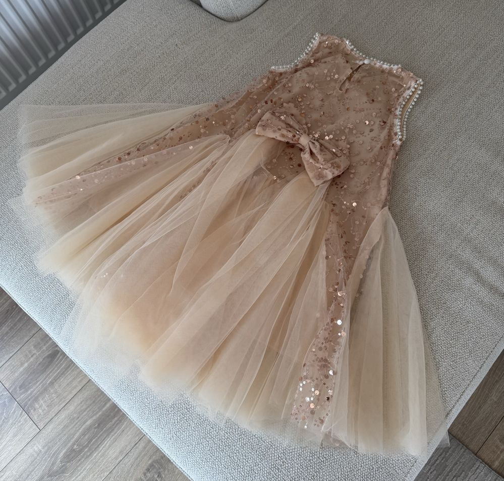 Rochie cu tulle si paiete fetițe (funda inclusa)