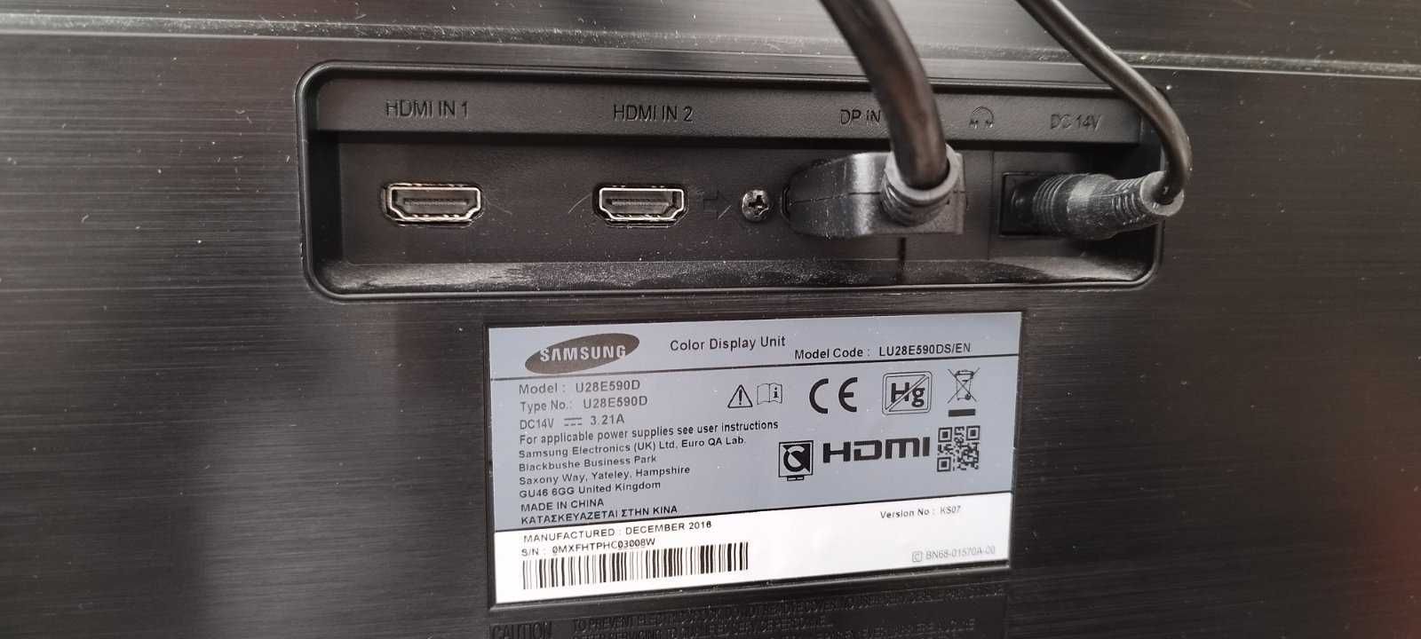 Монитор Samsung 28" UHD 4K U28590D 12 м гаранция