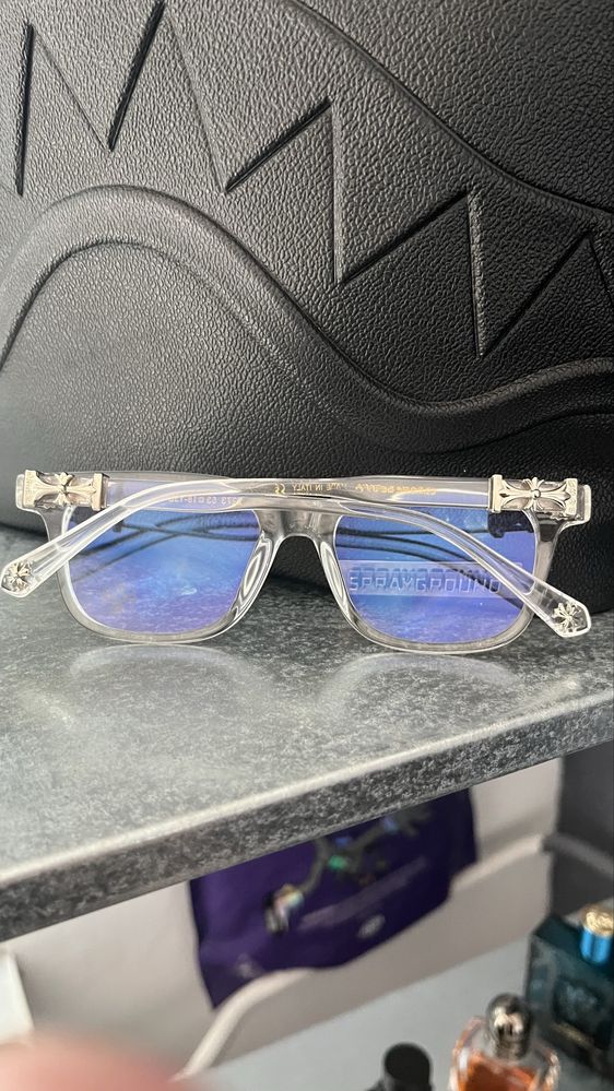 Chrome hearts blue frame glasses