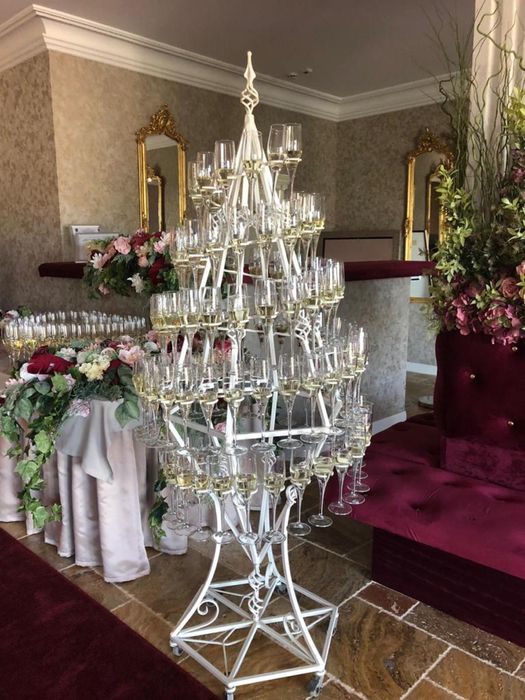 Suport pahare sampanie mobil (pe roti), sfesnice, vaze clepsidra