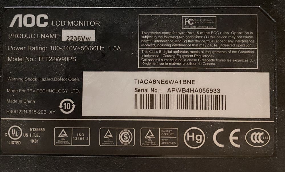 Два монитора AOC + Кронштейн