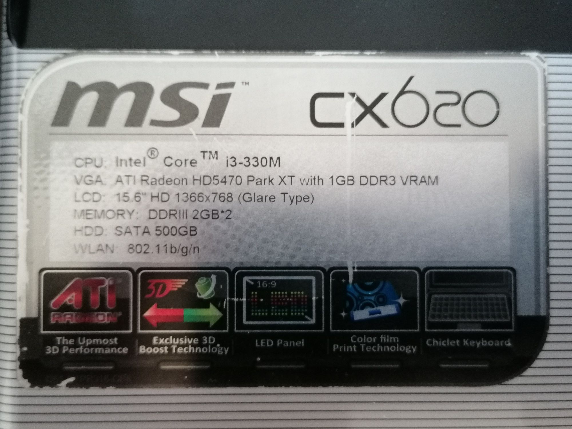 Laptop MSI CX620 cu SSD