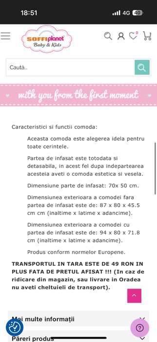 Vand comoda cu masa de infasat noua!