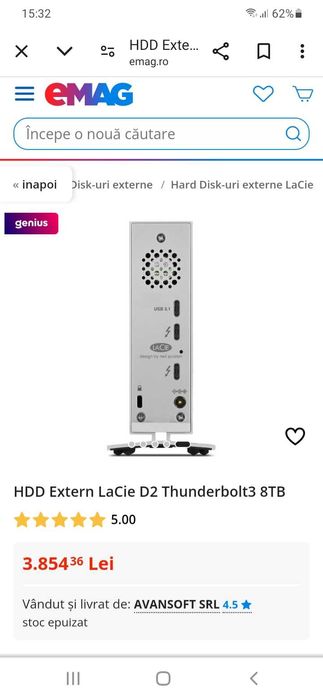 Nou! LaCie d2 Thunderbolt3, 8TB,Profesional external desktop storage