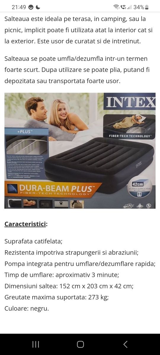 Saltea Intex Dura Beam standard