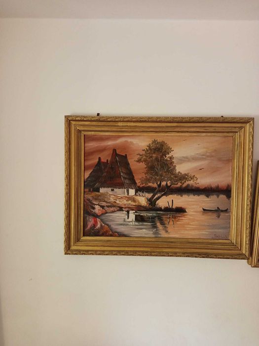 Tablou cu rama, pictura pe panza, semnatura