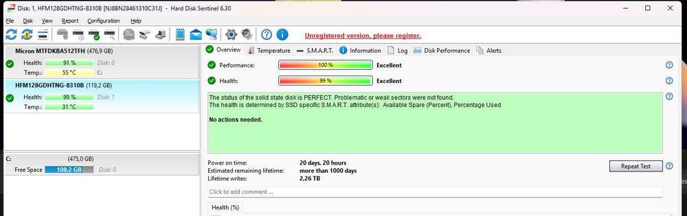 SSD SK Hynix 128GB M.2 2242 NVMe PCIe Gen3 – Perfect Funcțional
