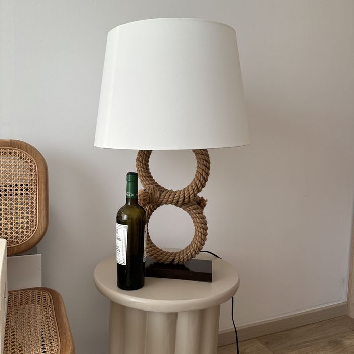 Veioza mare din sfoara si abajur textil