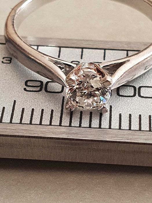 Inel solitair logodna aur alb 18k cu diamant natural SI 0,5ct