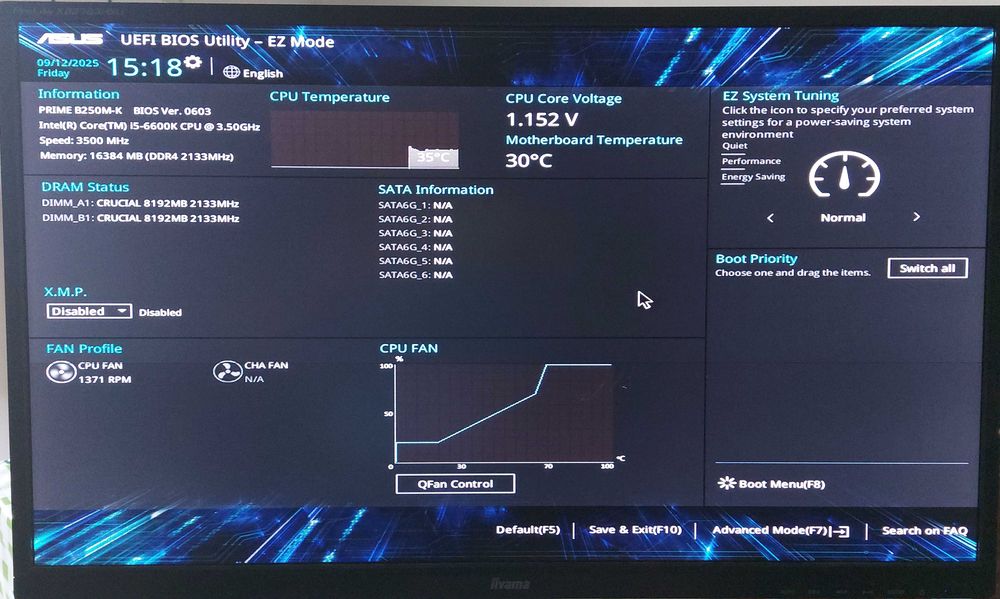 KIT i5 6600K 3.5GHz + ASUS Prime B250M-K + Cooler