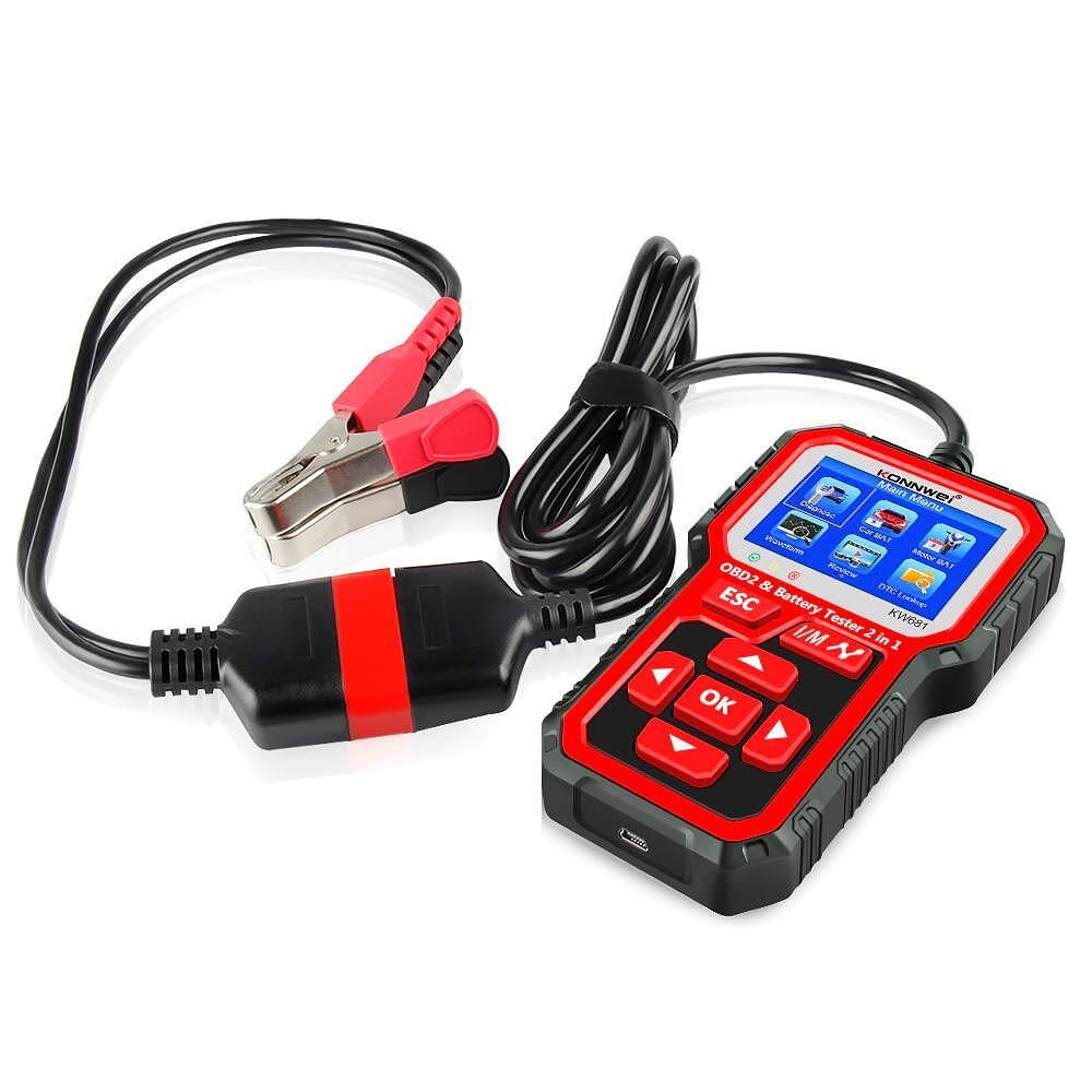 2в1 тестер за акумулатори и obd2 скенер тест за зареждане konnwei kw68