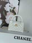 Geanta Chanel Kelly 19 cm, alb, tip Premium