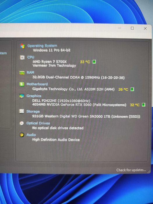 NOU Unitate PC Sistem GAMING, Ryzen 7 5700x,32gb DDR4,RTX 5060,m.2 1TB