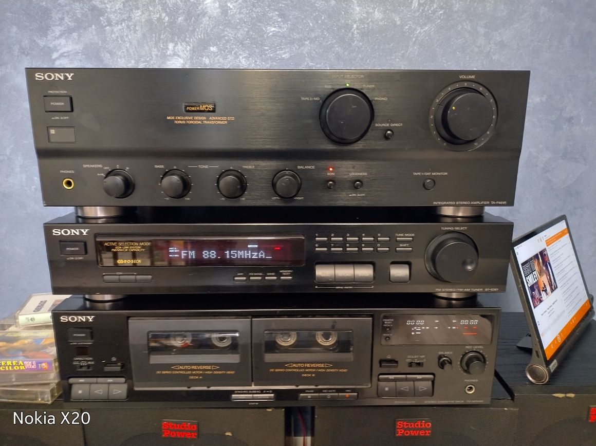 Linie Sony, amplificator f461,radio s361,deck wr465+4boxe studio power